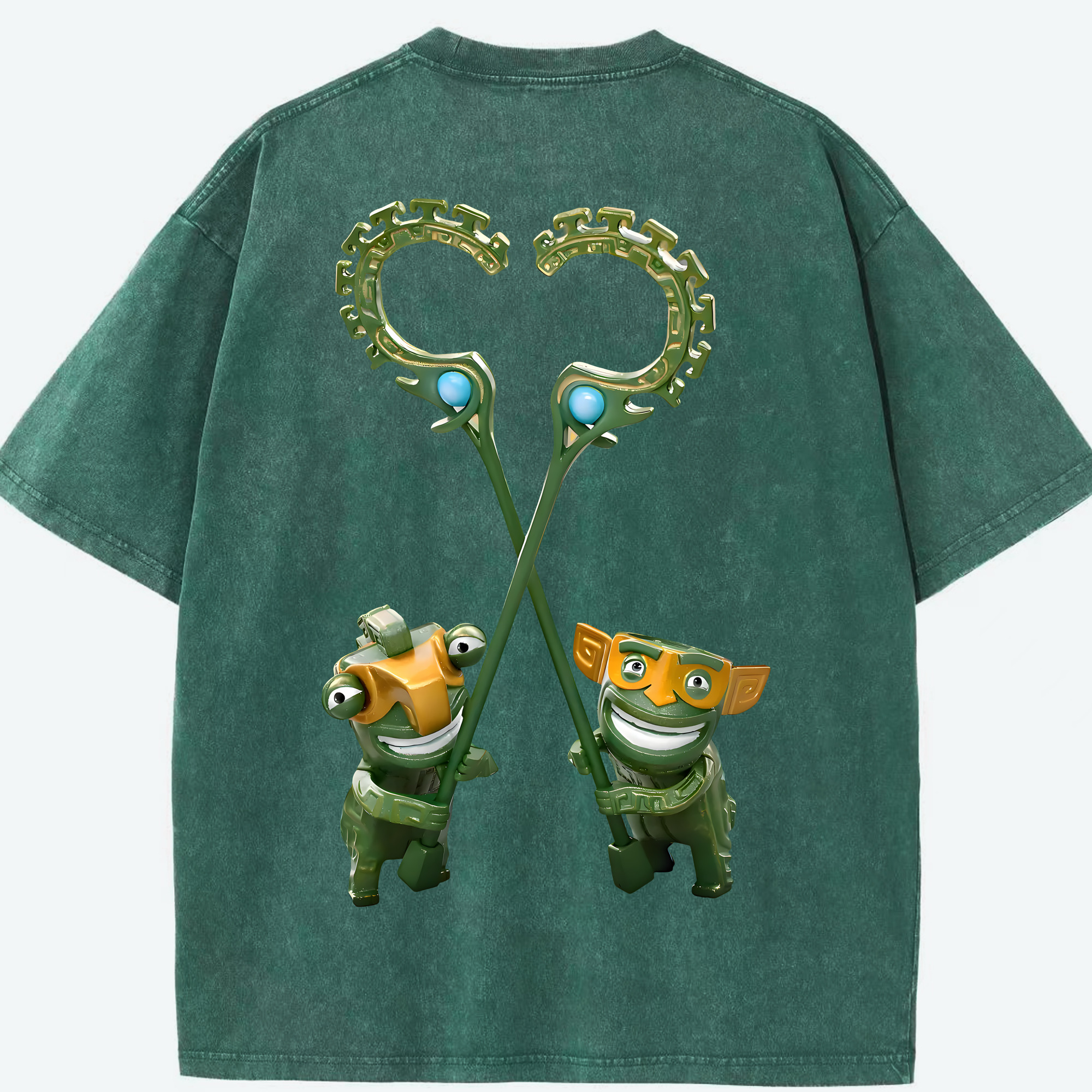 （画像用） Ne Zha 2 ナタ 魔童の大暴れ 綿100% ヴィンテージ風 半袖Tシャツ（背面プリント）